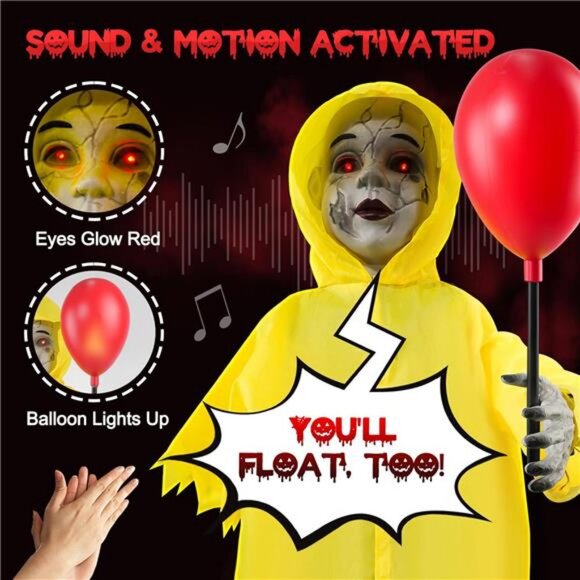 Halloween Decorations Outdoor - 4 Ft Life Size Animated Animatronics Prop - Picture 3 of 7